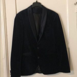 Zara Navy Velvet Blazer